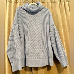 Heaven well within/Talbots periwinkle knitted cowl neck sweater women’s XXL NWOT